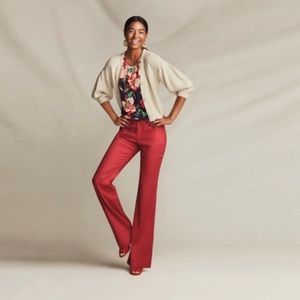 NWT- Cabi VALENTINE beautiful red linen blend trouser perfect red - size 6.